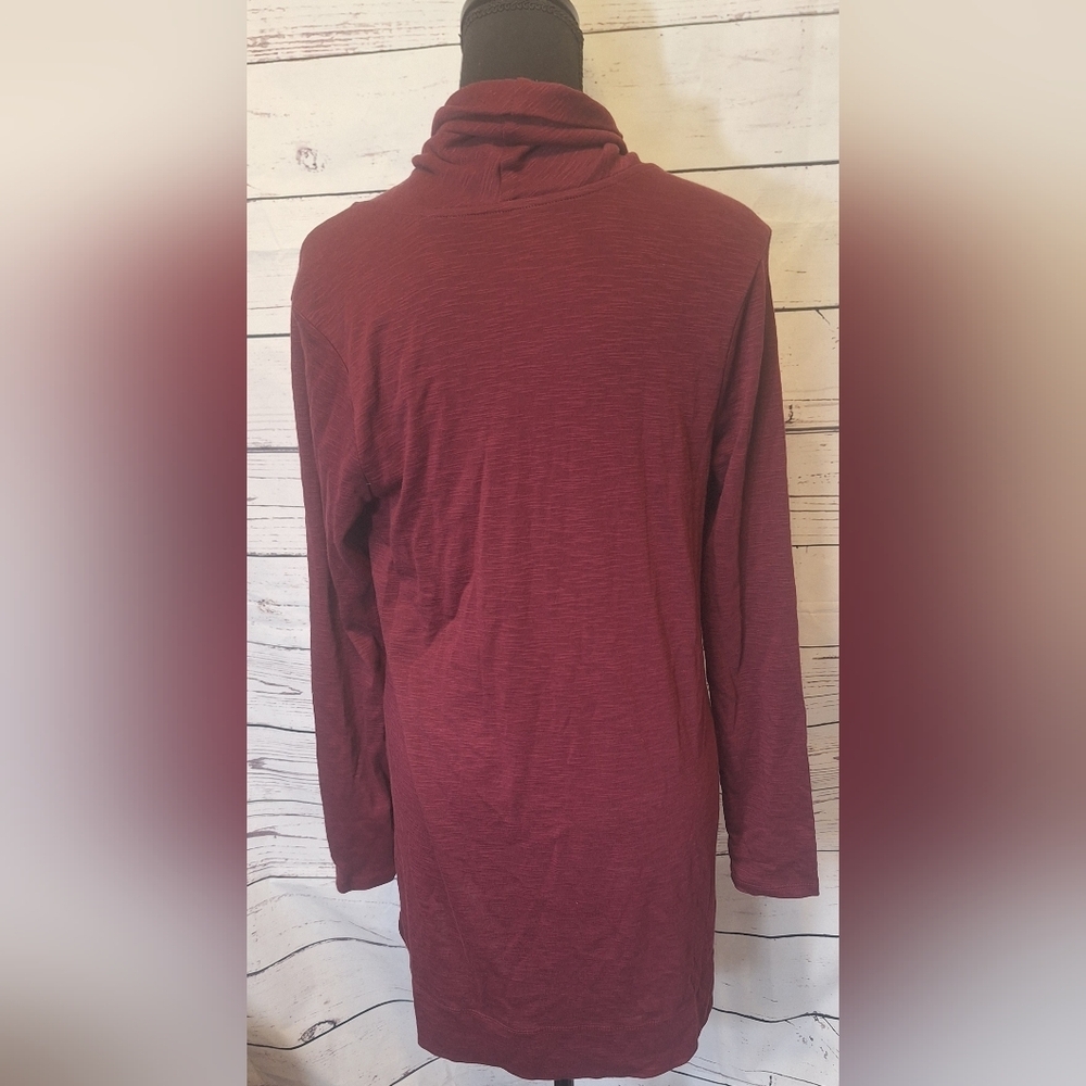 #1478 J.Jill maroon  puma cotton cowl neck tunic sz.S - Picture 4 of 9